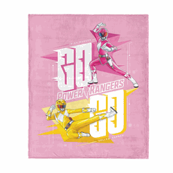 Hasbro Power Rangers Pink And Yellow Silk Touch Throw Blanket 40X50 Inches