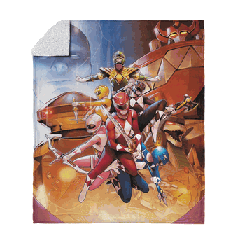 Hasbro Power Rangers Vintage Rangers Silk Touch Sherpa Throw Blanket 50X60 Inches