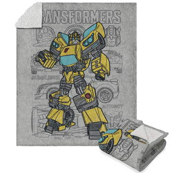 Hasbro Transformers Bumblebee Autobot Silk Touch Sherpa Throw Blanket 50x60 Inches