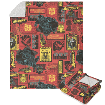 Hasbro Transformers Calling All Autobots Silk Touch Sherpa Throw Blanket 50x60 Inches