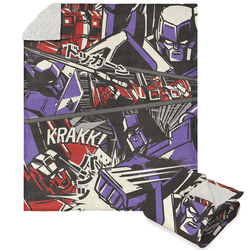 Hasbro Transformers Comic Battle Silk Touch Sherpa Throw Blanket 50x60 Inches