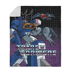 Hasbro Transformers G1 Grid Optimus Prime Silk Touch Sherpa Throw Blanket 50X60 Inches