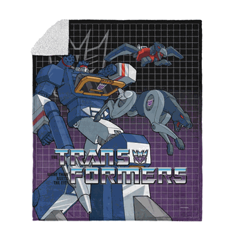 Hasbro Transformers G1 Grid Optimus Prime Silk Touch Sherpa Throw Blanket 50X60 Inches