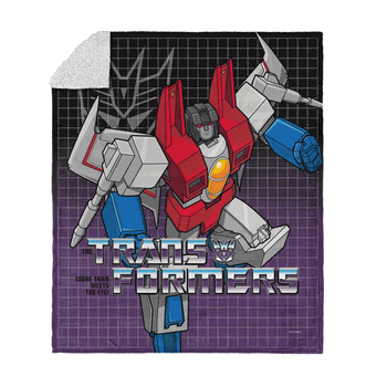 Hasbro Transformers G1 Grid Starscream Silk Touch Sherpa Throw Blanket 50X60 Inches