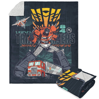 Hasbro Transformers Mission Accepted Silk Touch Sherpa Throw Blanket 50x60 Inches