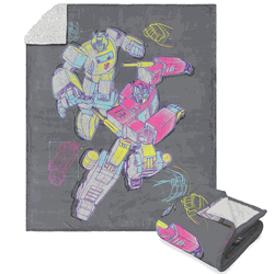 Hasbro Transformers Neon Transformers Silk Touch Sherpa Throw Blanket 50x60 Inches
