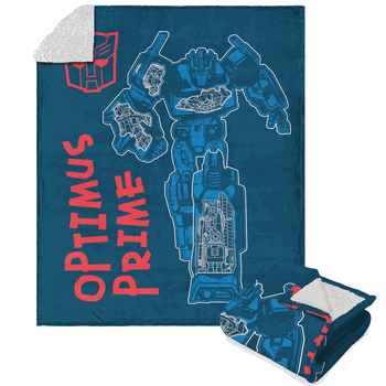 Hasbro Transformers Power Punch Silk Touch Sherpa Throw Blanket 50x60 Inches