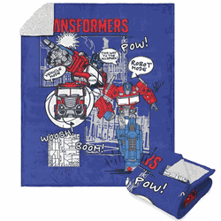 Hasbro Transformers Robot Mode Silk Touch Sherpa Throw Blanket 50x60 Inches
