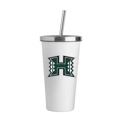 Hawaii Warriors Logo White 20oz Straw Tumbler