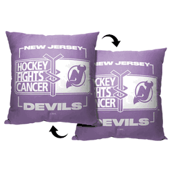 Hockey Fights Cancer Fight For New Jersey Devils Printed Throw Pillow