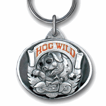 Hog Wild Metal Key Chain with Enameled Details