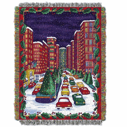 Holiday City Holiday Tapestry Throw Blanket 48x60 Inches