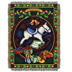 Holiday Hobby Horse Holiday Tapestry Throw Blanket 48x60 Inches