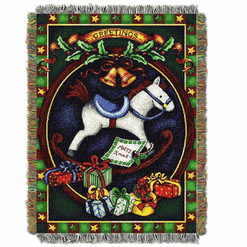 Holiday Hobby Horse Holiday Tapestry Throw Blanket 48x60 Inches