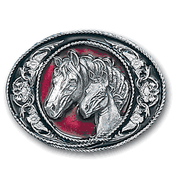 Horse and Colt Enameled Belt Buckle