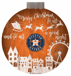 Houston Astros Christmas Village 12in Wall Art