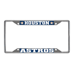 Houston Astros Chrome Metal License Plate Frame, 6.25in x 12.25in