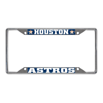 Houston Astros Chrome Metal License Plate Frame, 6.25in x 12.25in