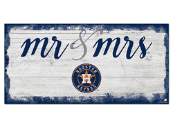 Houston Astros Script Mr & Mrs 6x12 Sign