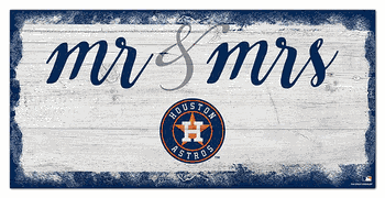 Houston Astros Script Mr & Mrs 6x12 Sign