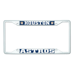Houston Astros White Metal License Plate Frame - 6.25"x12.25"