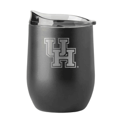 Houston Cougars 16oz Black Etch Powder Coat Curved Bev