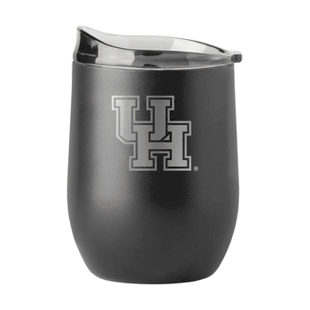 Houston Cougars 16oz Black Etch Powder Coat Curved Bev