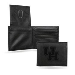 Houston Cougars Black Laser Engraved Bill-fold Wallet
