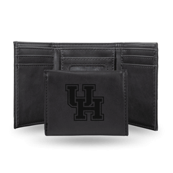 Houston Cougars Black Laser Engraved Faux Leather Trifold