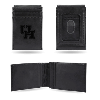 Houston Cougars Black Laser Engraved Front Pocket Wallet