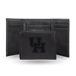 Houston Cougars Black Laser Engraved Tri-Fold Wallet