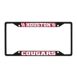 Houston Cougars  Black Metal License Plate Frame - 6.25"x12.25"