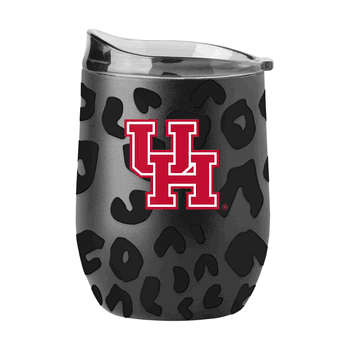 Houston Cougars Leopard 16oz Black Powdercoat Curved Beverage