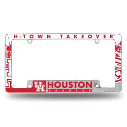 Houston Cougars Primary 12" x 6" Chrome All Over Automotive License Plate Frame