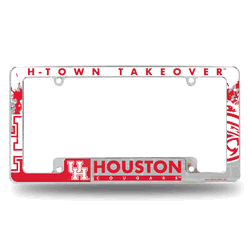 Houston Cougars Primary 12" x 6" Chrome All Over Automotive License Plate Frame for Car/Truck/SUV