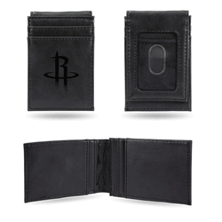 Houston Rockets Black Laser Engraved Front Pocket Wallet