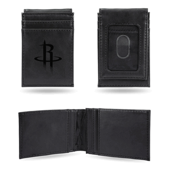 Houston Rockets Black Laser Engraved Front Pocket Wallet