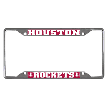 Houston Rockets Chrome Metal License Plate Frame, 6.25in x 12.25in