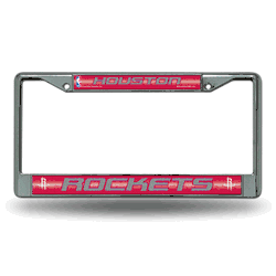Houston Rockets Classic 12" x 6" Silver Bling Chrome Car/Truck/SUV Auto Accessory