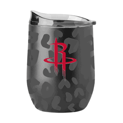 Houston Rockets Leopard 16oz Black Powdercoat Curved Beverage