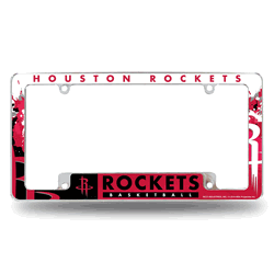 Houston Rockets Primary 12" x 6" Chrome All Over Automotive License Plate Frame