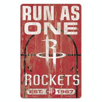Houston Rockets Sign 11x17 Wood Slogan Design