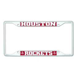 Houston Rockets White Metal License Plate Frame - 6.25"x12.25"