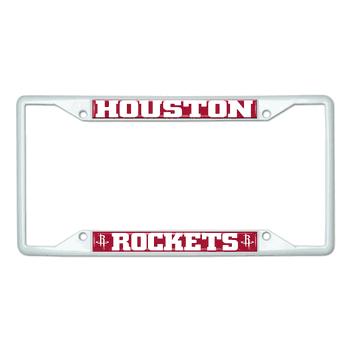 Houston Rockets White Metal License Plate Frame - 6.25