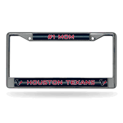 Houston Texans #1 Mom 12" x 6" Silver Bling Chrome Car/Truck/SUV Auto Accessory