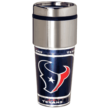 Houston Texans 16  oz. Stainless Steel Travel Tumbler Metallic Graphics
