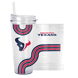 Houston Texans 22oz Waves Dbl Wall Clear Tumbler