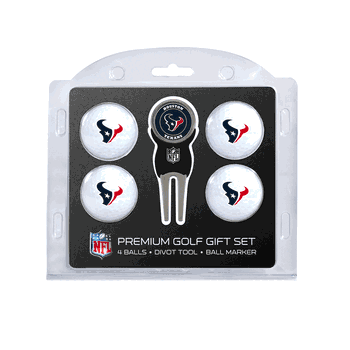 Houston Texans 4 Ball Gift Set + Divot Tool & Marker