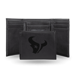 Houston Texans Black Laser Engraved Faux Leather Trifold