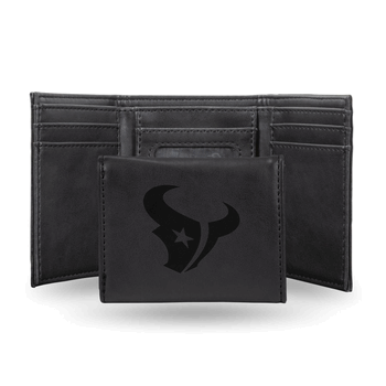 Houston Texans Black Laser Engraved Faux Leather Trifold
